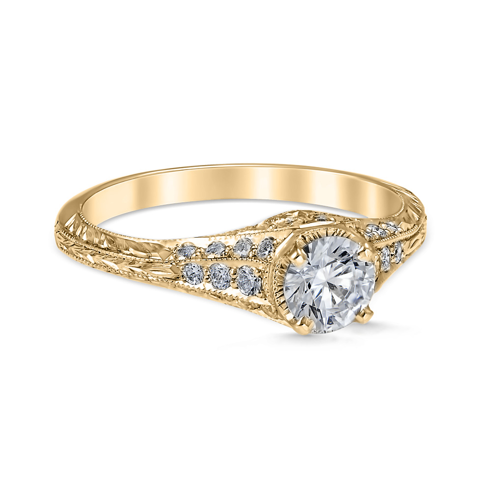 Vintage Engagement Ring for Women Natural Diamond Yellow Gold Antique  Filigree Ring Halo Diamond Engagement Ring -  Canada